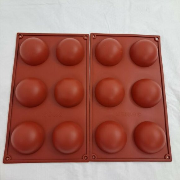 Silicone Chocolate Bomb Baking Molds Semi Sphere Domes 2 Pk 6 cavity each LARGE - Picture 1 of 5
